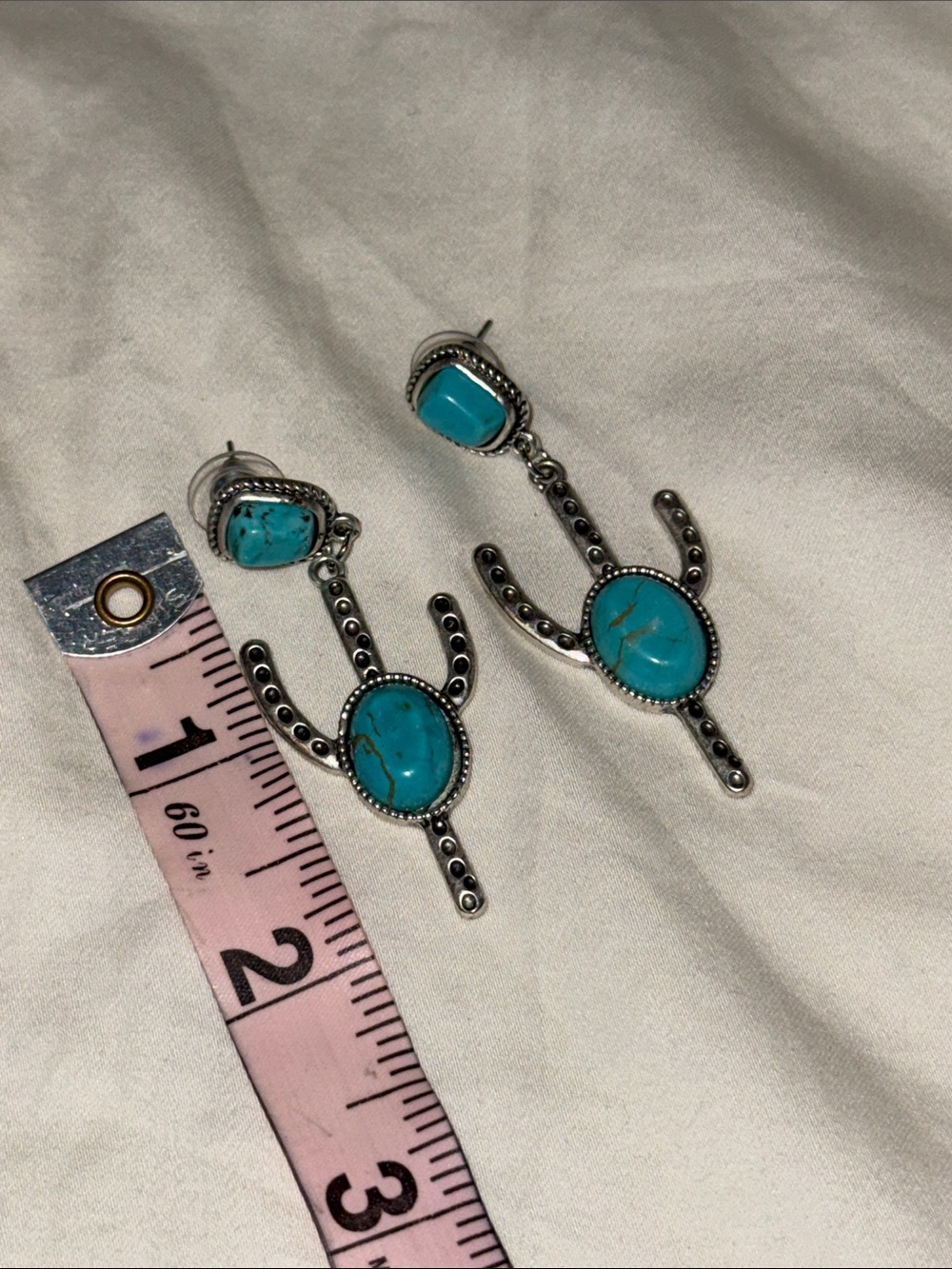 Turquoise Cactus Drop Earrings - Sterling-Tone Women Jewelry